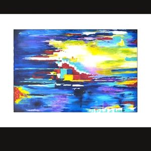 Original Art Print 8x12 "Sounds Of The Ocean" Matted Ready To Frame Hawaiian Art
